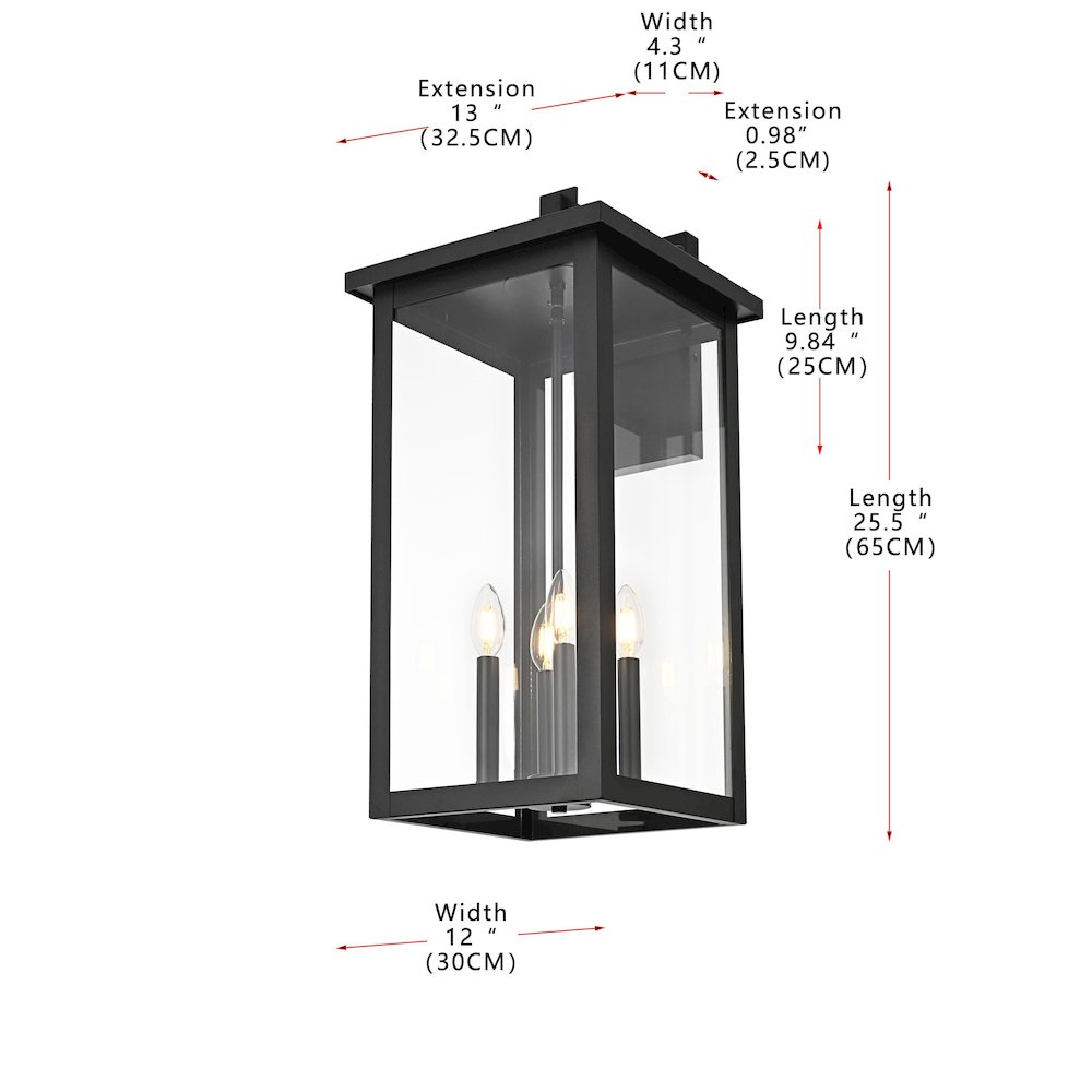 Venango 12 Inch Outdoor Wall Sconce In Black. Picture 8