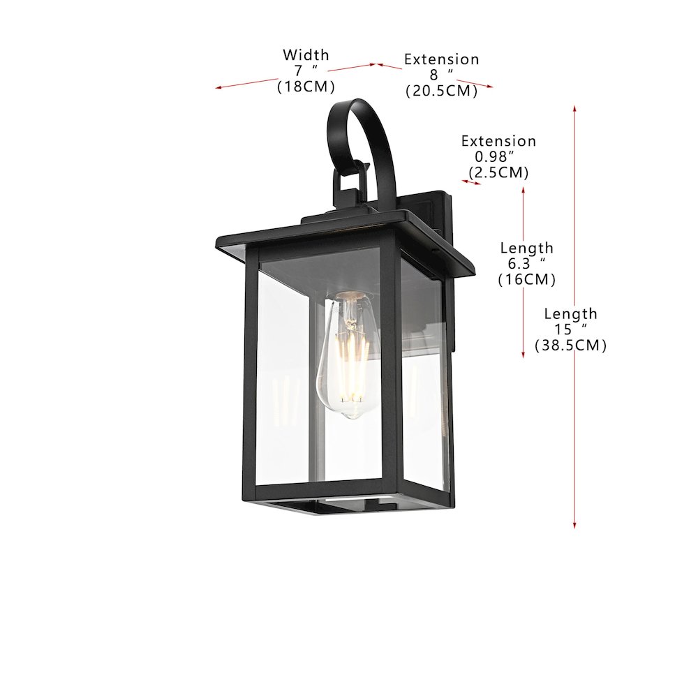 Carisle 7 Inch Outdoor Wall Sconce In Black. Picture 8