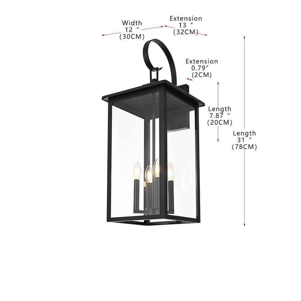 Carisle 12 Inch Outdoor Wall Sconce In Black. Picture 8