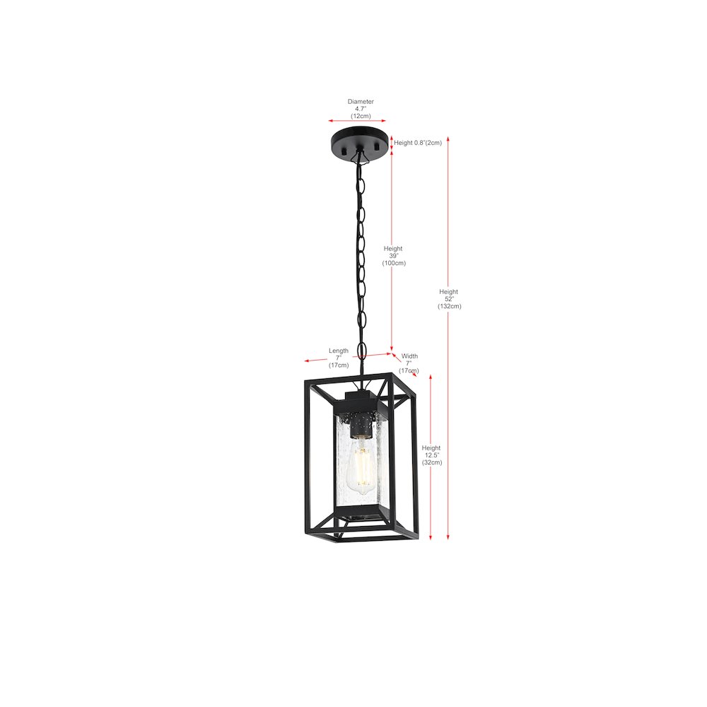 Willington 7 inch Outdoor Pendant in Black. Picture 8