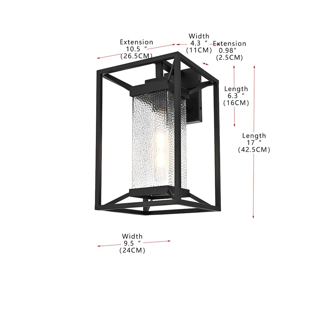 Willington 9.5 Inch Outdoor Wall Sconce In Black. Picture 8