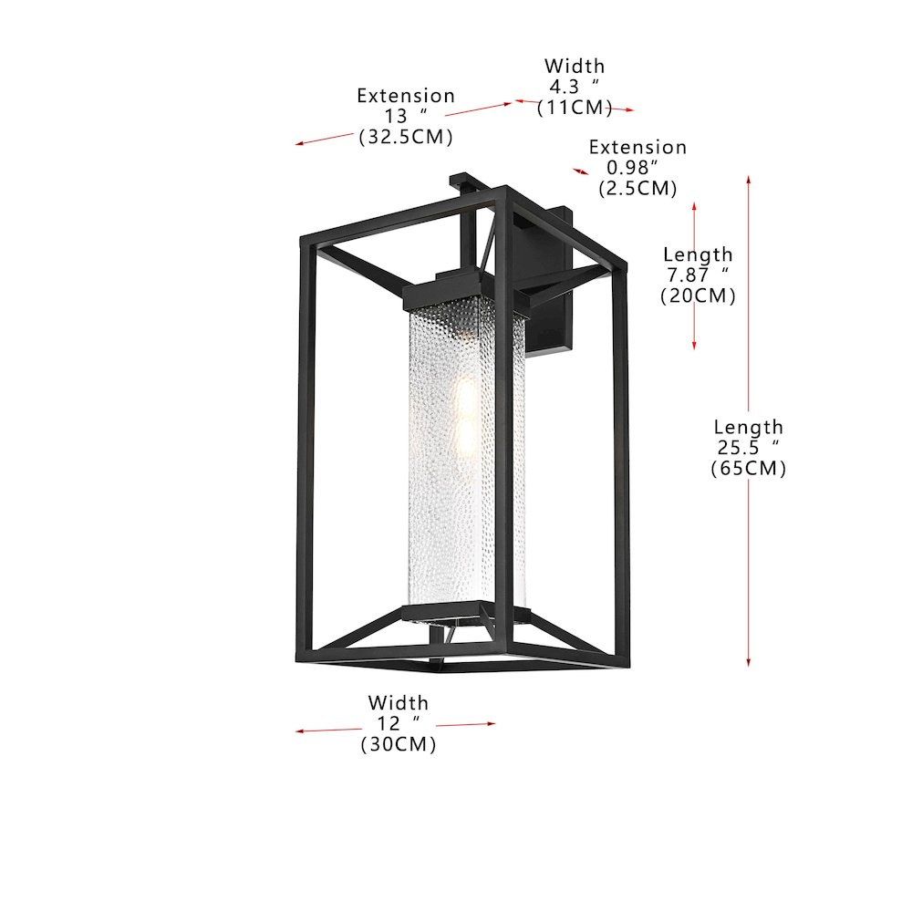 Willington 12 Inch Outdoor Wall Sconce In Black. Picture 8