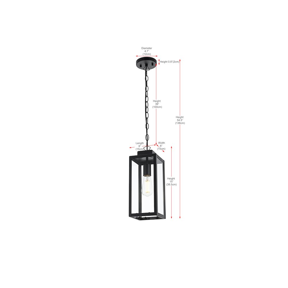 Hilton 7 inch Outdoor Pendant in Black. Picture 8