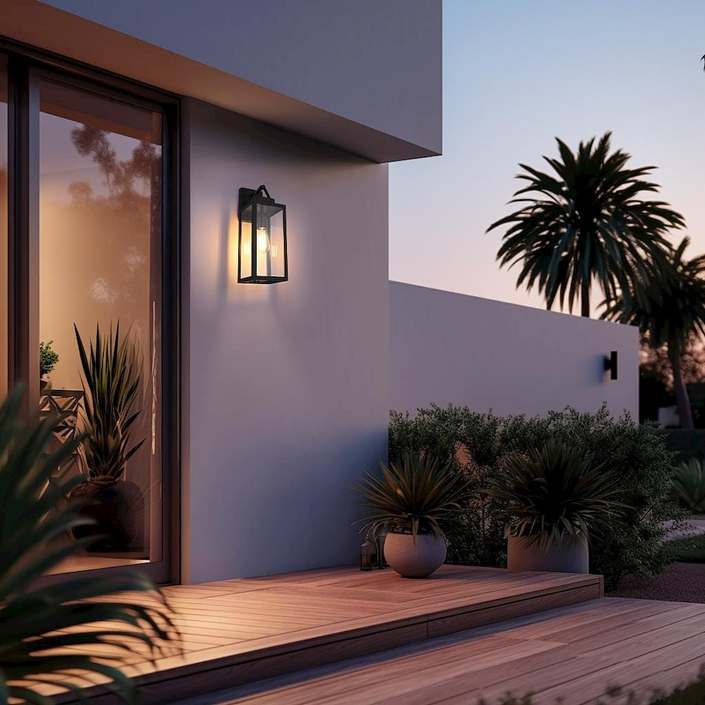 Hilton 7 inch Outdoor Pendant in Black. Picture 2