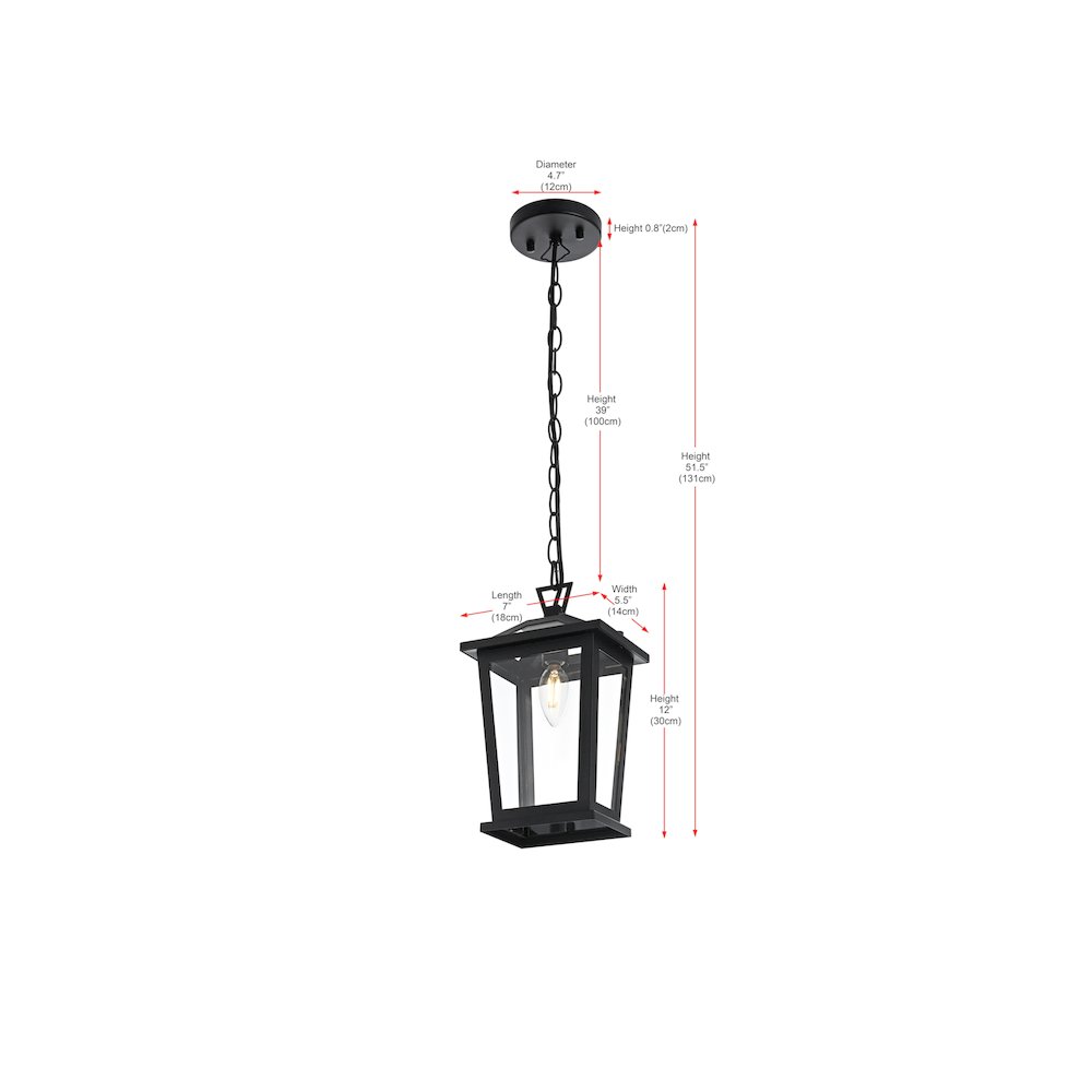 Berks 7 inch Outdoor Pendant in Black. Picture 8