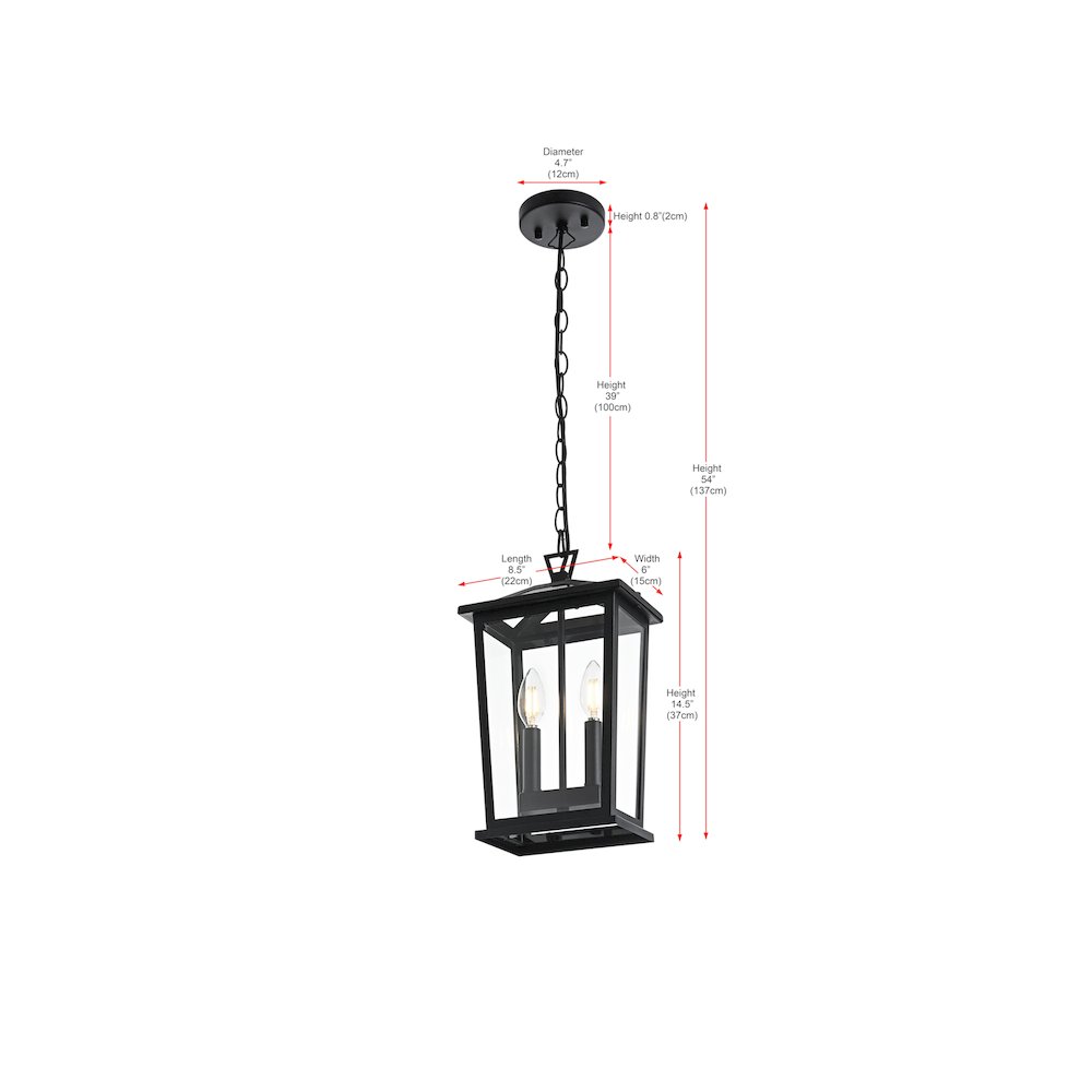 Berks 7 inch Outdoor Pendant in Black. Picture 8