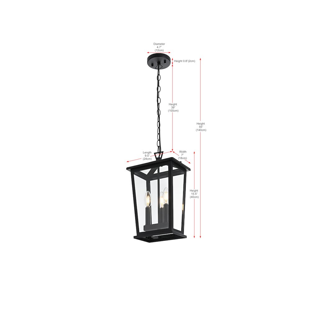 Berks 7 inch Outdoor Pendant in Black. Picture 8