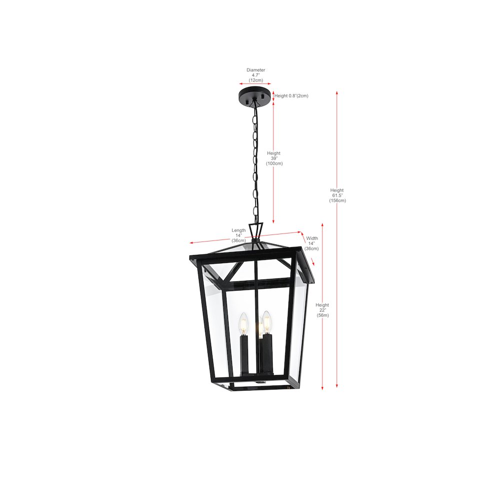 Oxford 7 inch Outdoor Pendant in Black. Picture 8