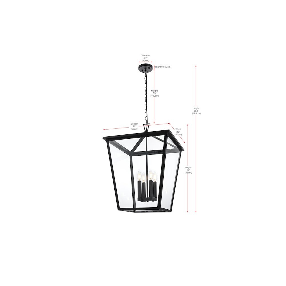 Oxford 7 inch Outdoor Pendant in Black. Picture 8