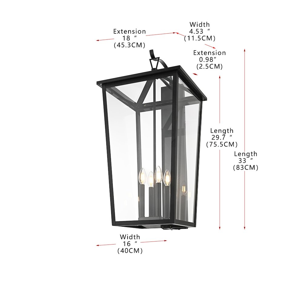 Frankford 16 Inch Outdoor Wall Sconce In Black. Picture 8