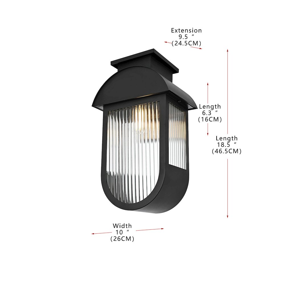 Albert 10 Inch Outdoor Wall Sconce In Black. Picture 8