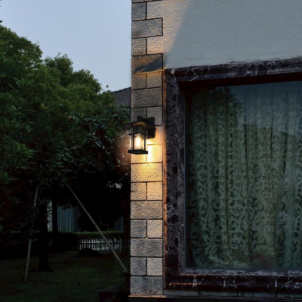 Woodstock 7 inch Outdoor Pendant in Black. Picture 2