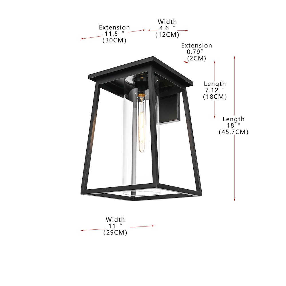 Lambert 11 Inch Outdoor Wall Sconce In Black. Picture 8