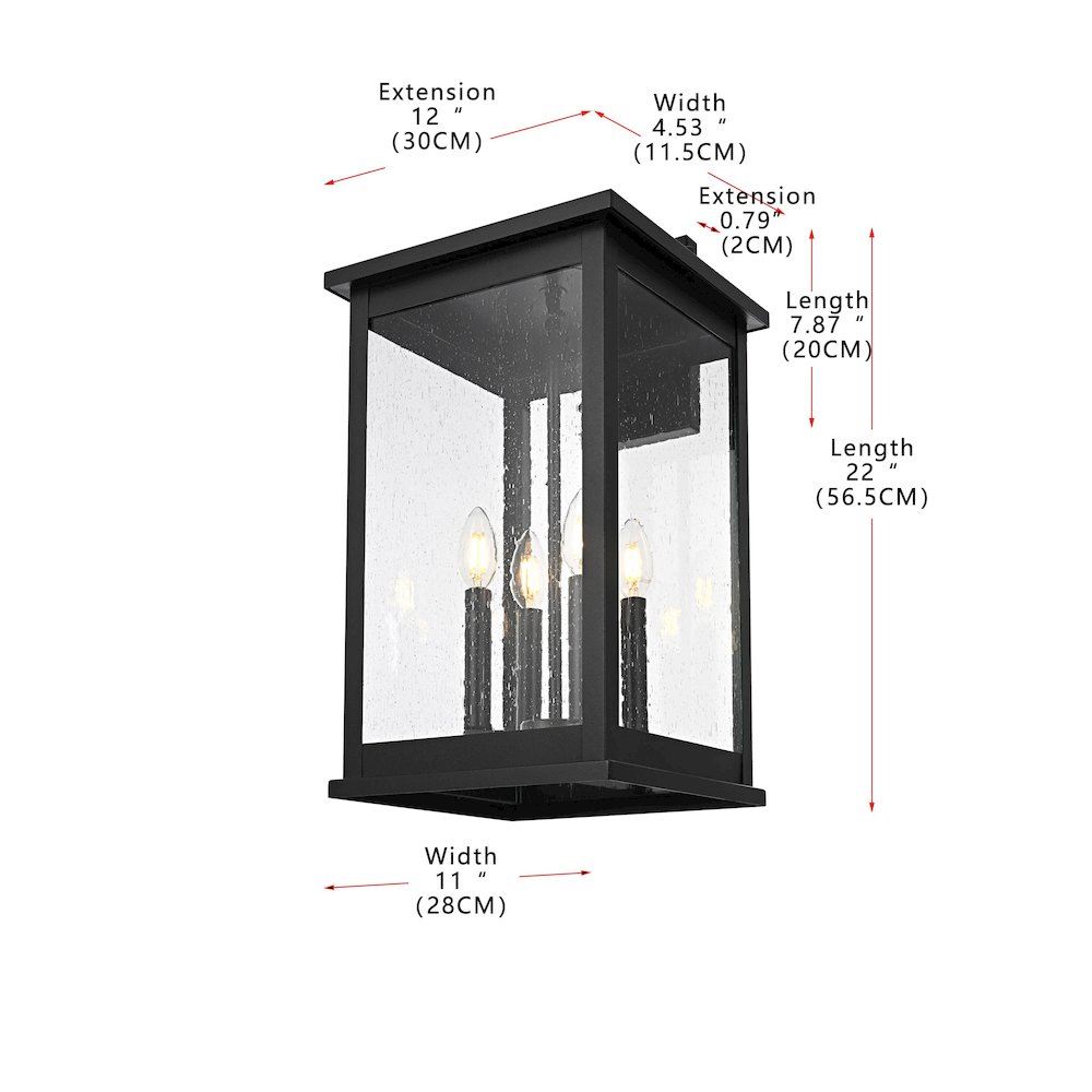 Ringgold 11 Inch Outdoor Wall Sconce In Black. Picture 8