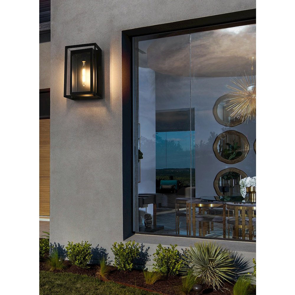 Etting 10 Inch Outdoor Wall Sconce In Black. Picture 2
