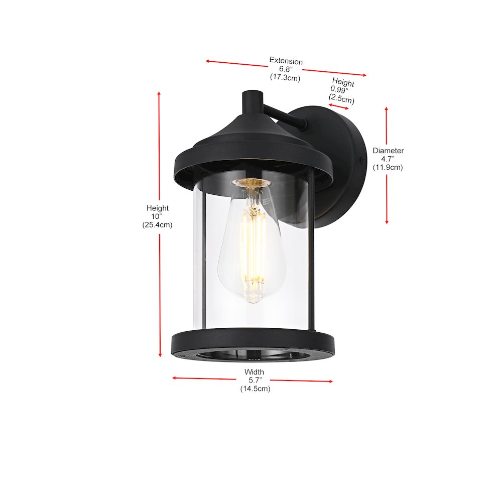 Roy 6 Inch Outdoor Wall Sconce In Black. Picture 8