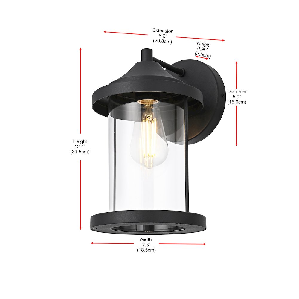 Roy 7 Inch Outdoor Wall Sconce In Black. Picture 8