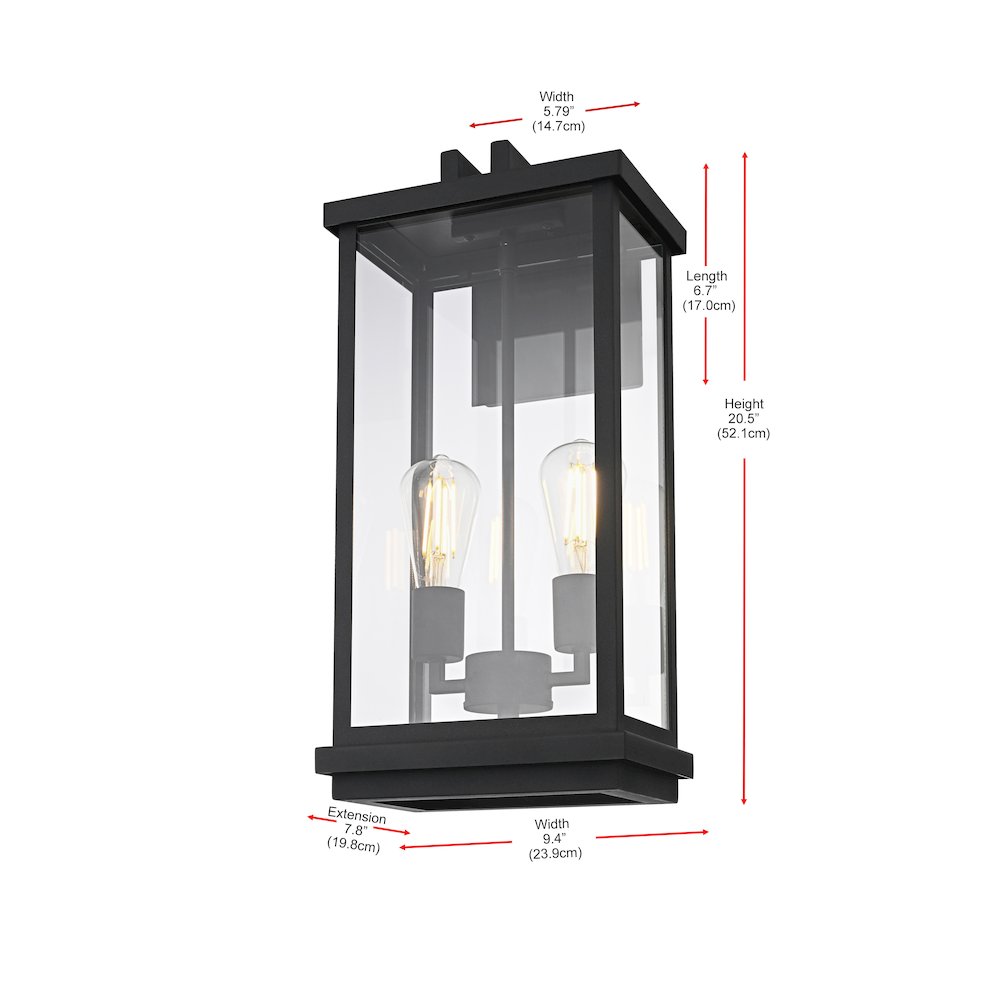 Theodore 9 Inch Outdoor Wall Sconce In Black. Picture 8