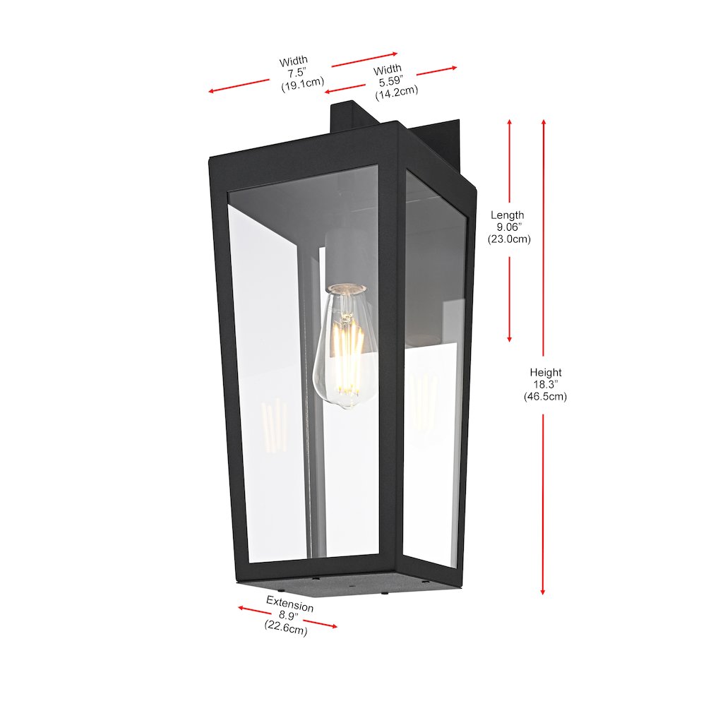 William 8 Inch Outdoor Wall Sconce In Black. Picture 8