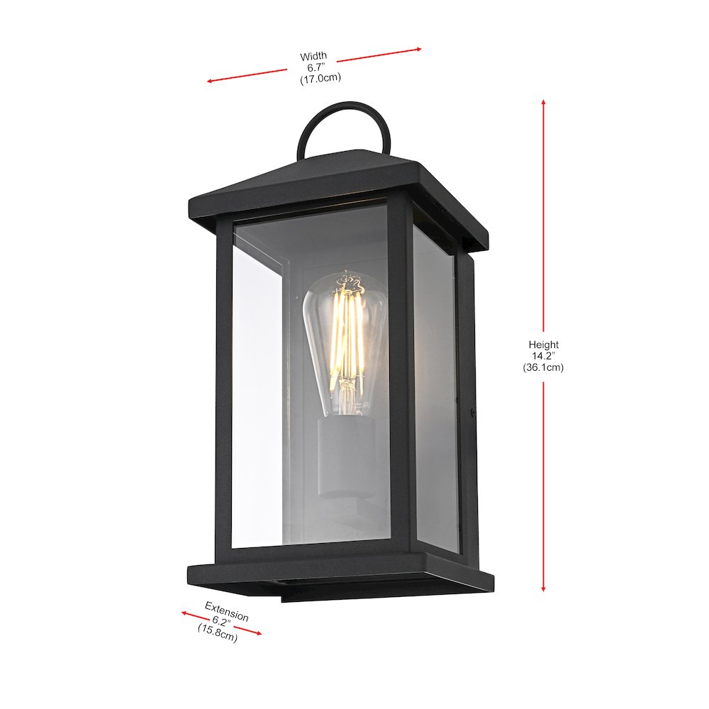 Neil 7 Inch Outdoor Wall Sconce In Black. Picture 8