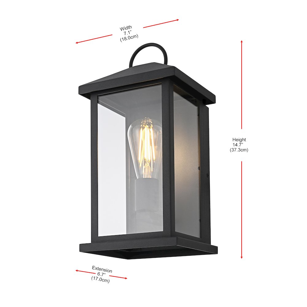 Neil 7 Inch Outdoor Wall Sconce In Black. Picture 8