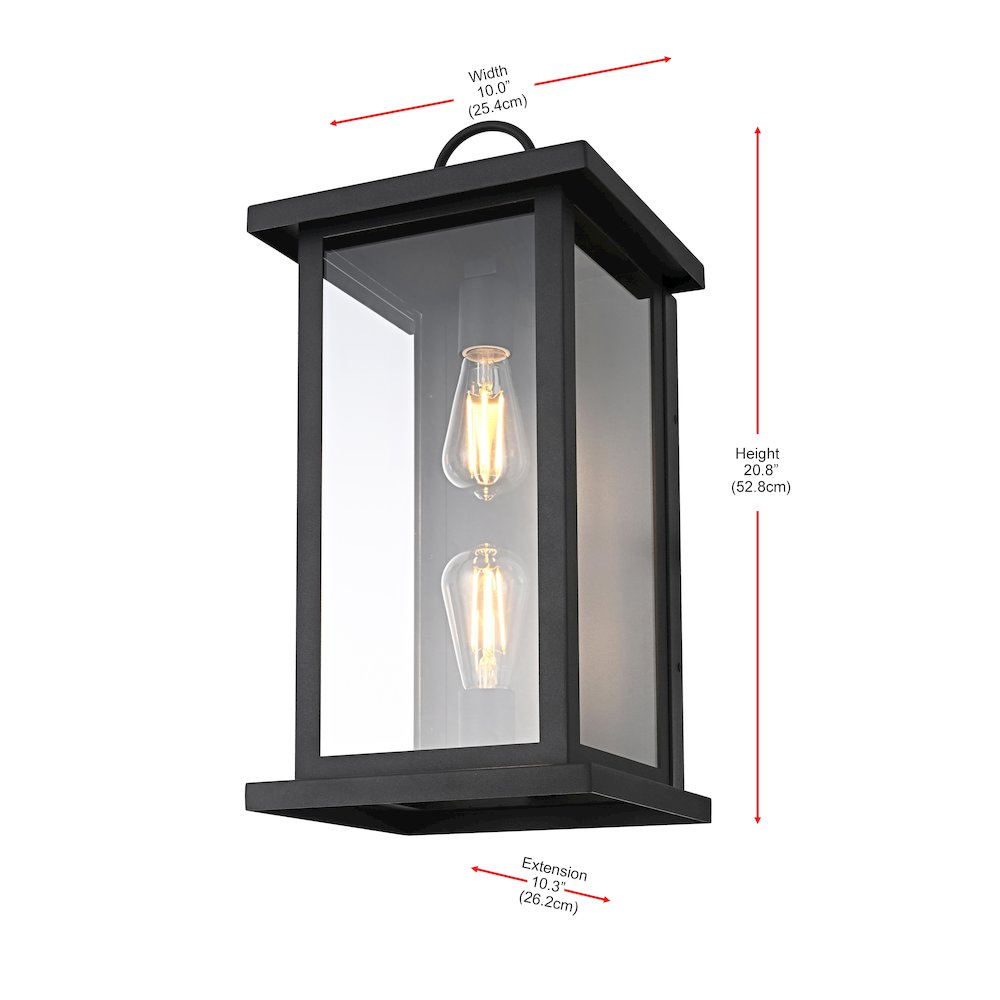 Neil 10 Inch Outdoor Wall Sconce In Black. Picture 8