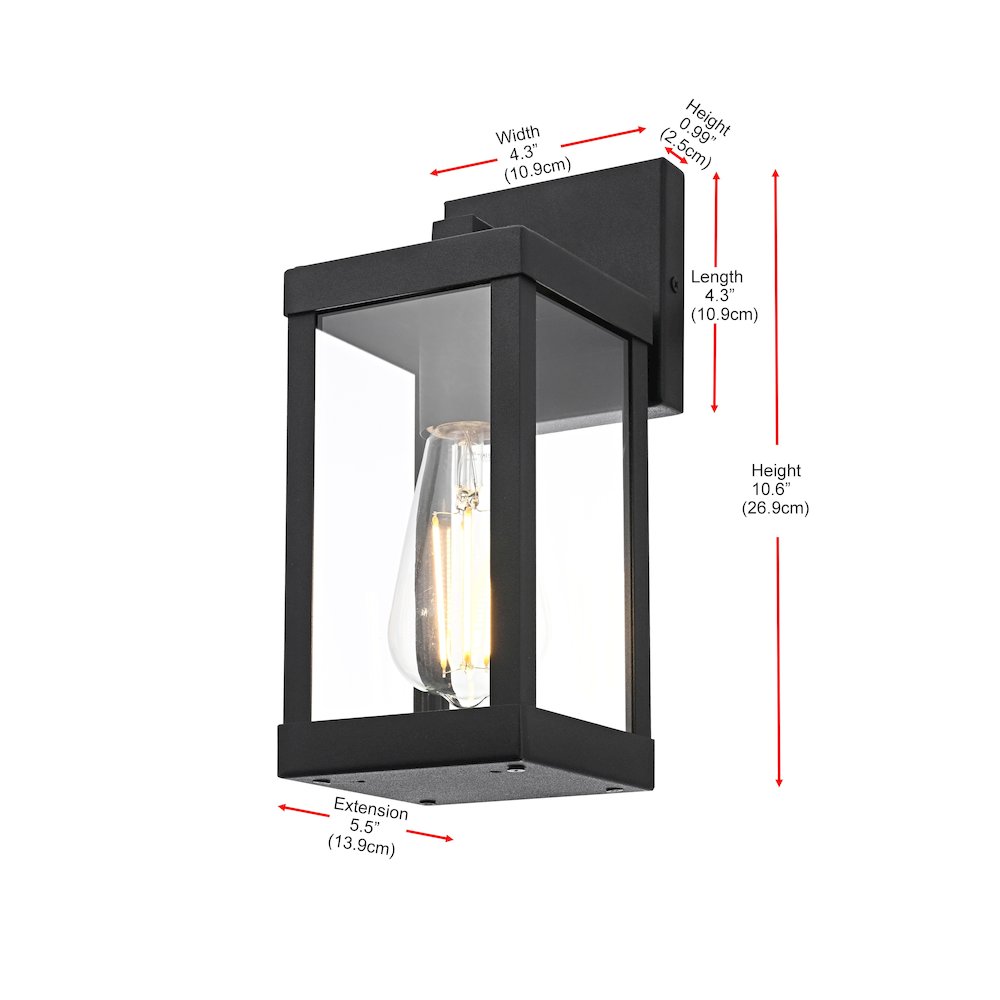 Peter 4 Inch Outdoor Wall Sconce In Black. Picture 8