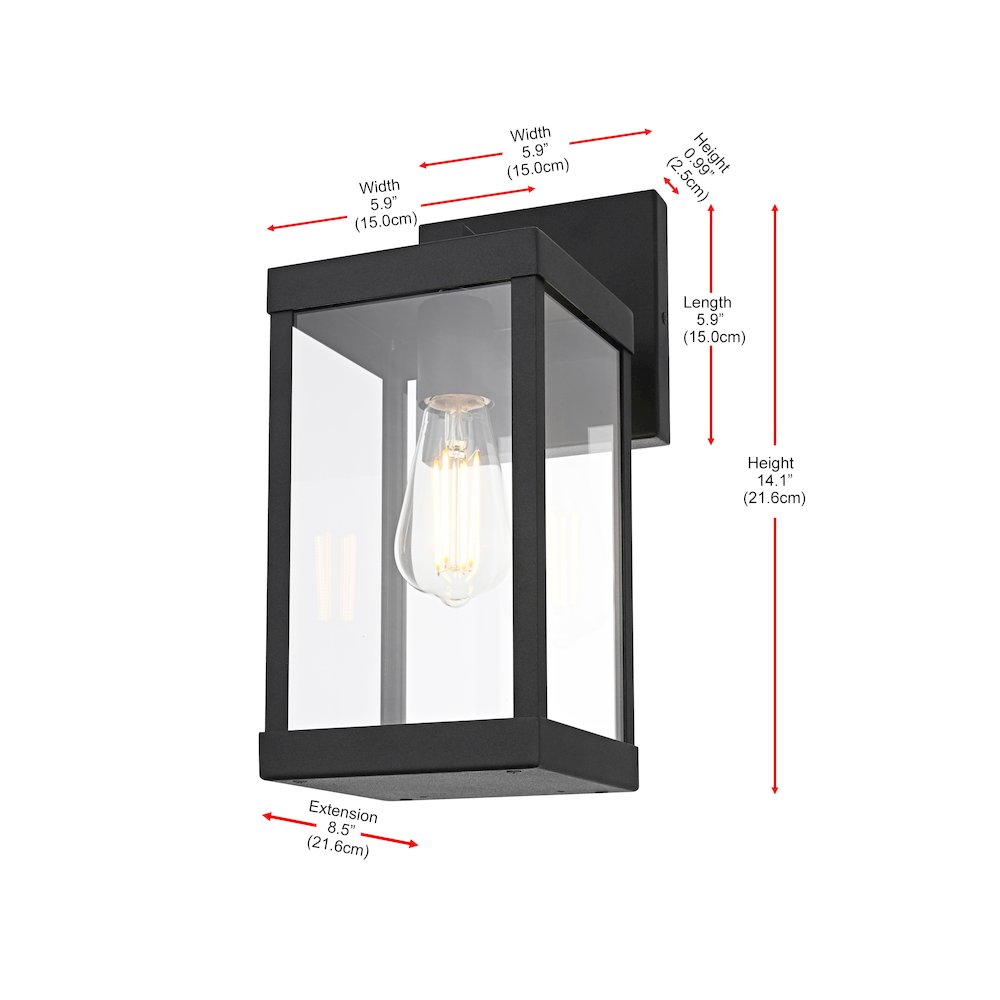 Peter 6 Inch Outdoor Wall Sconce In Black. Picture 8