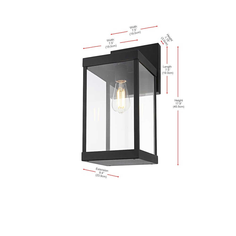 Peter 7 Inch Outdoor Wall Sconce In Black. Picture 8