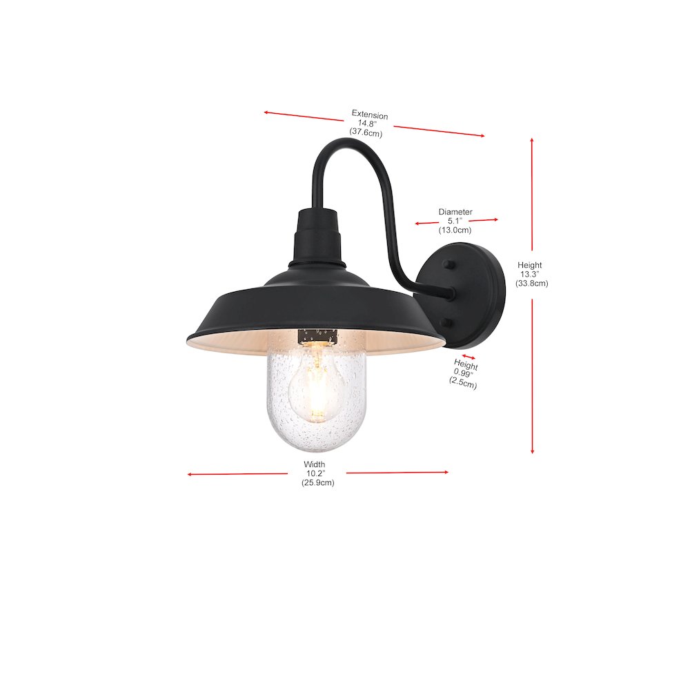 Rayan 10 Inch Outdoor Wall Sconce In Black. Picture 8