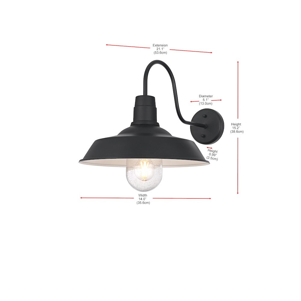 Rayan 14 Inch Outdoor Wall Sconce In Black. Picture 8