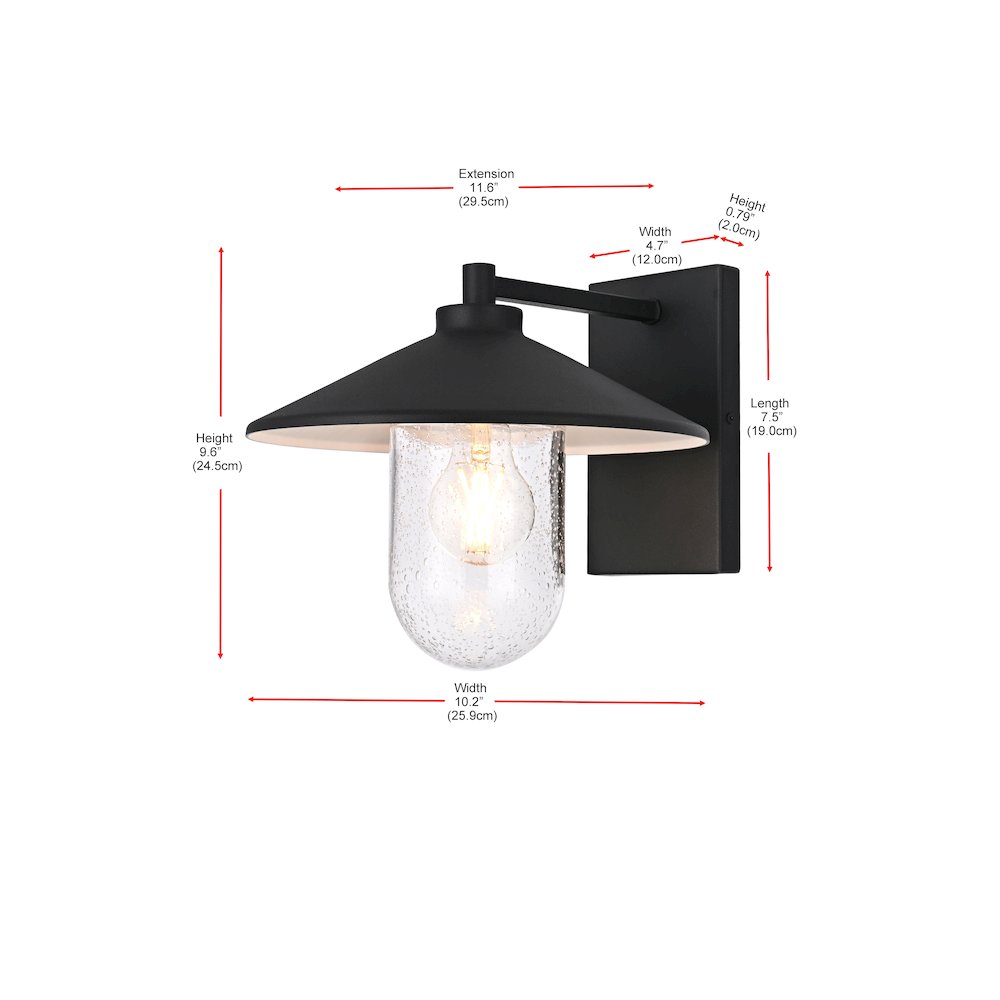 Scott 10 Inch Outdoor Wall Sconce In Black. Picture 8
