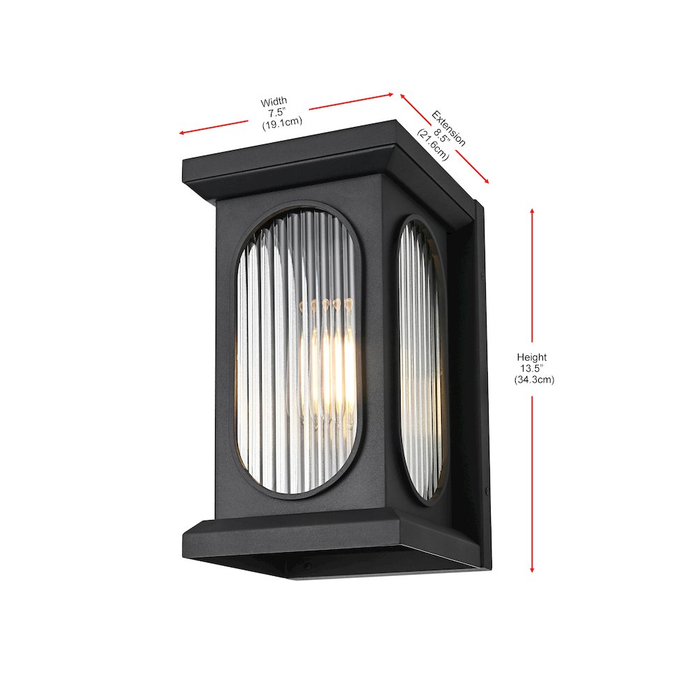 Sevyn 8 Inch Outdoor Wall Sconce In Black. Picture 8