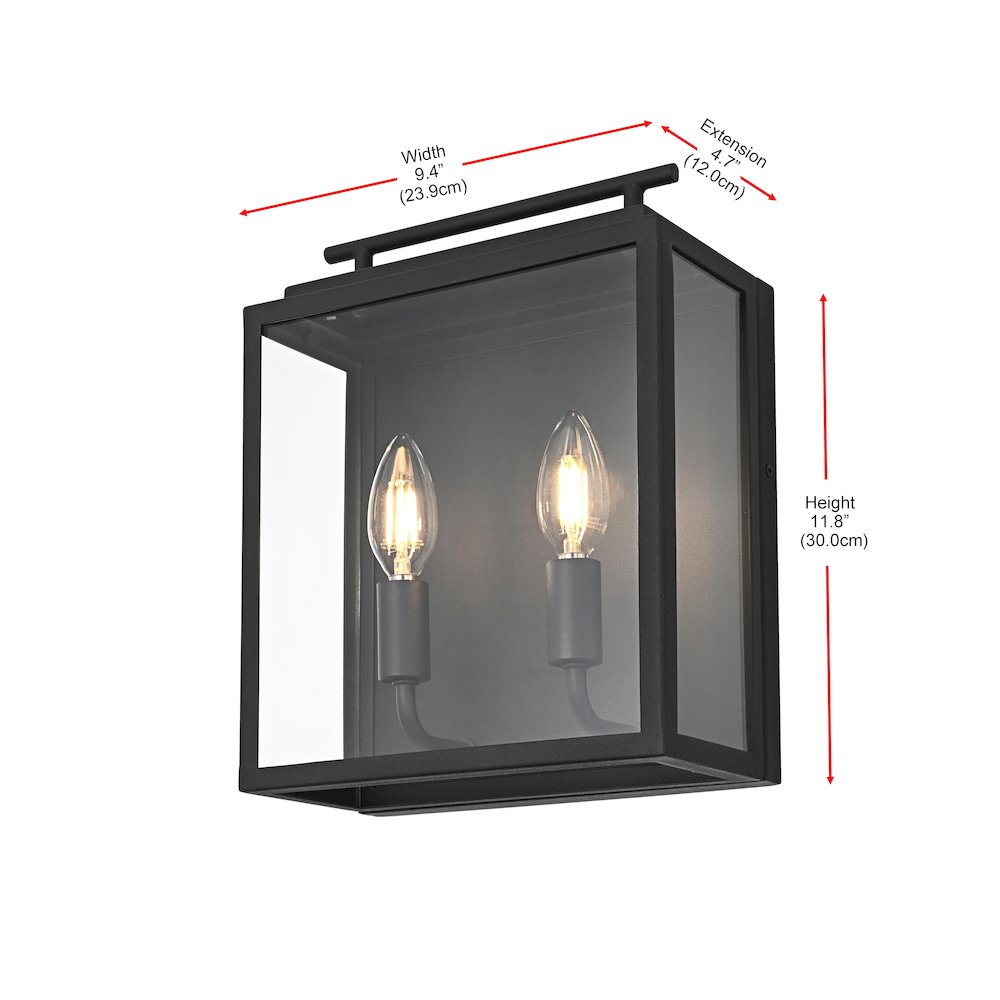 Valentin 9 Inch Outdoor Wall Sconce In Black. Picture 8