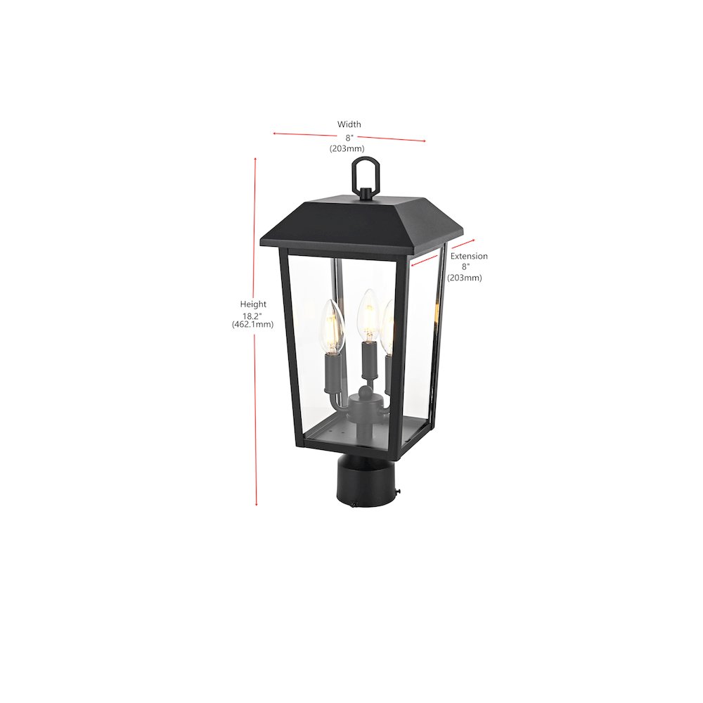 Riggs 8 x 18 inch Outdoor Post Light in Black. Picture 7