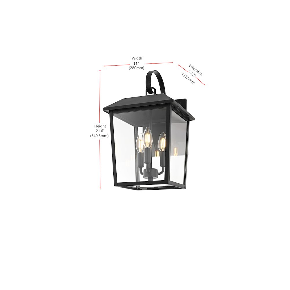 Riggs 10 inch Outdoor Wall Sconce in Black. Picture 8