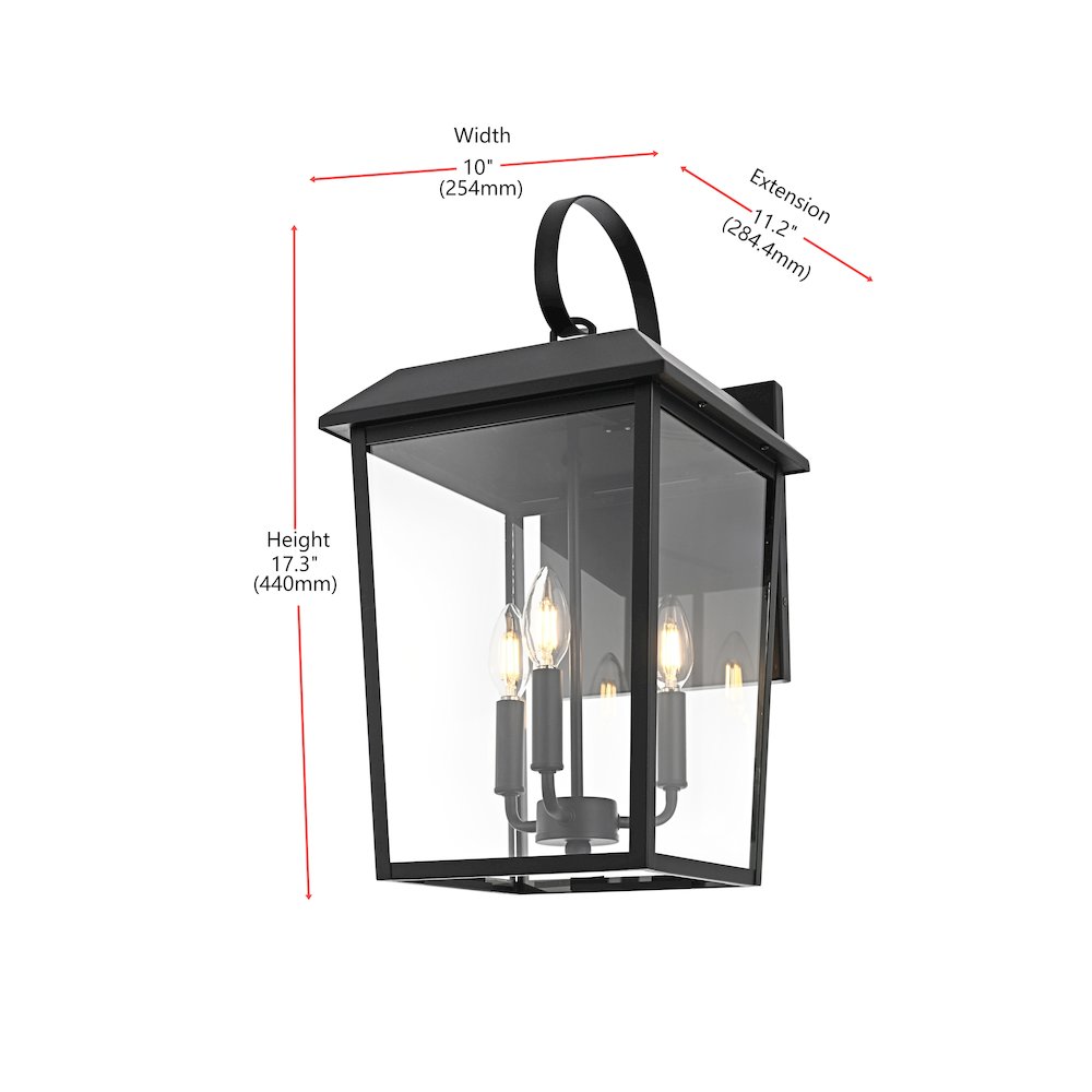 Riggs 11 inch Outdoor Wall Sconce in Black. Picture 8
