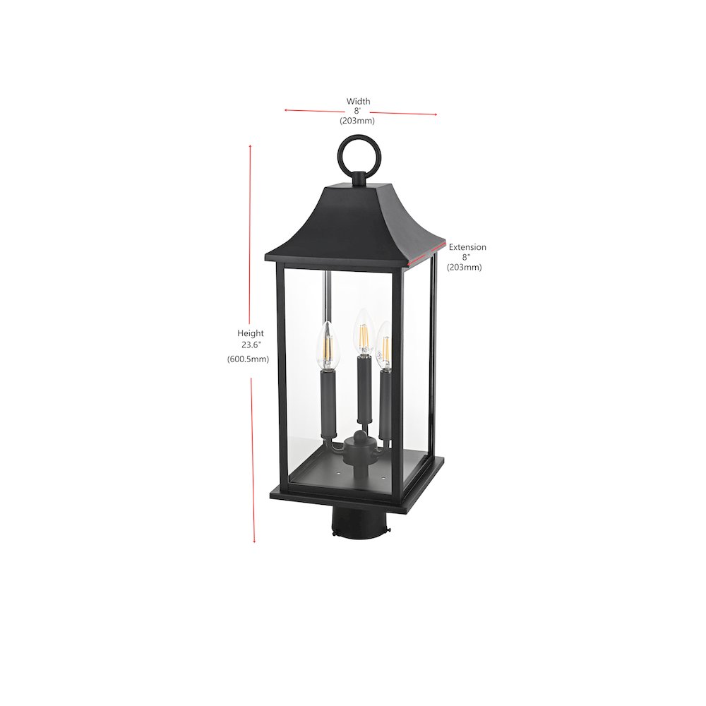 Shepard 8 x 23.5 inch Outdoor Post Light in Black. Picture 7