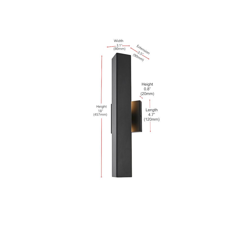Troy 4.5 x 18 inch Outdoor Wall Sconce in Black. Picture 8