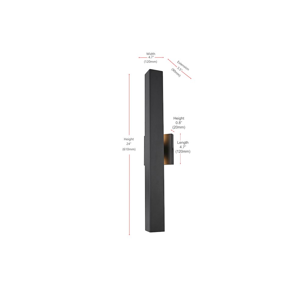 Troy 4.5 x 24 inch Outdoor Wall Sconce in Black. Picture 8