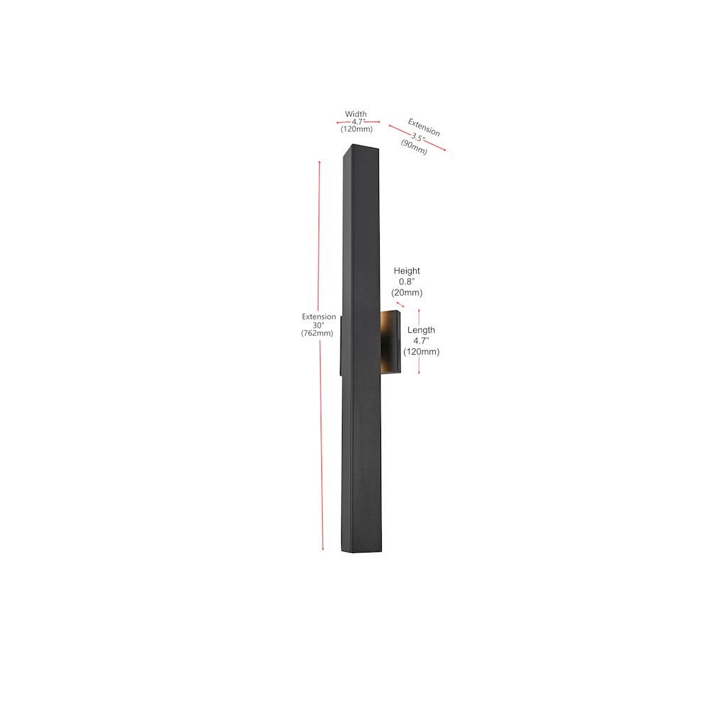 Troy 4.5 x 30 inch Outdoor Wall Sconce in Black. Picture 8