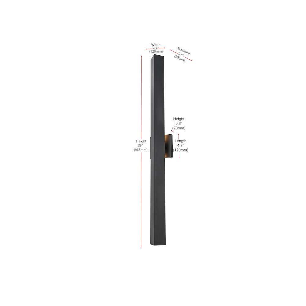 Troy 4.5 x 38 inch Outdoor Wall Sconce in Black. Picture 8