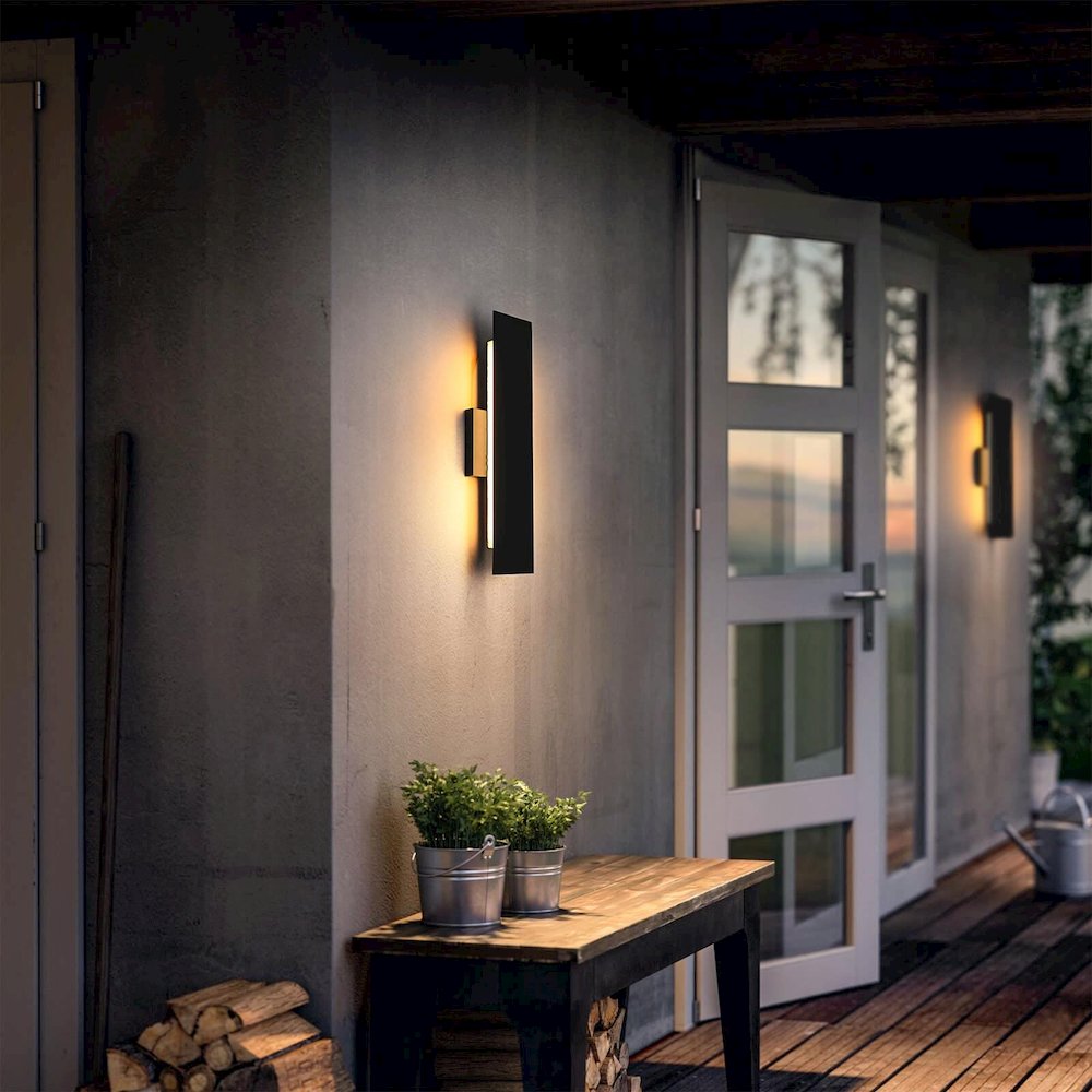 Waylen 4.5 x 18 inch Outdoor Wall Sconce in Black. Picture 2