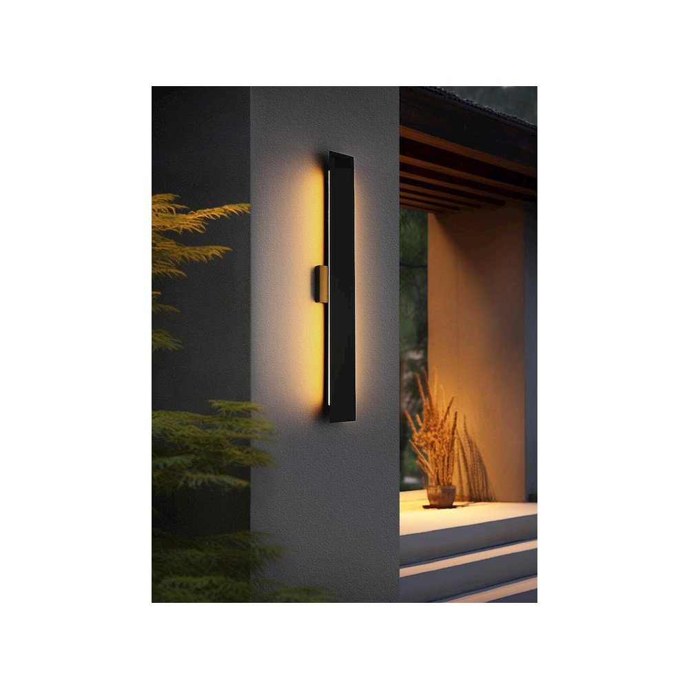 Waylen 4.5 x 34 inch Outdoor Wall Sconce in Black. Picture 2