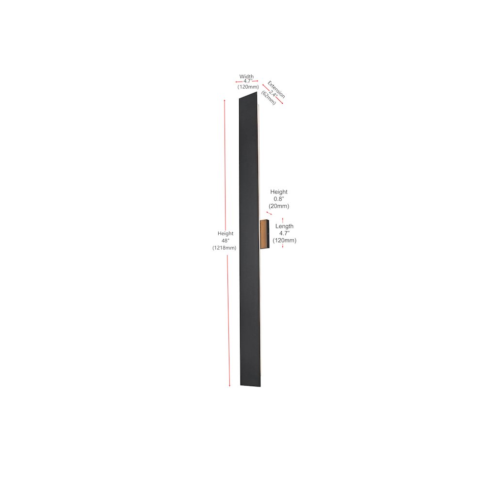 Waylen 4.5 x 48 inch Outdoor Wall Sconce in Black. Picture 8