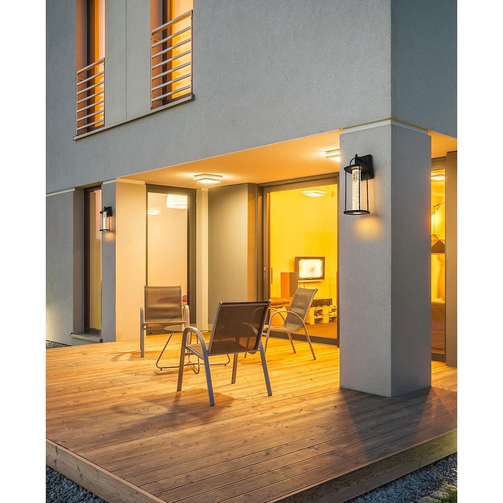 Zev 15 inch LED Outdoor Wall sconce in Black. Picture 2