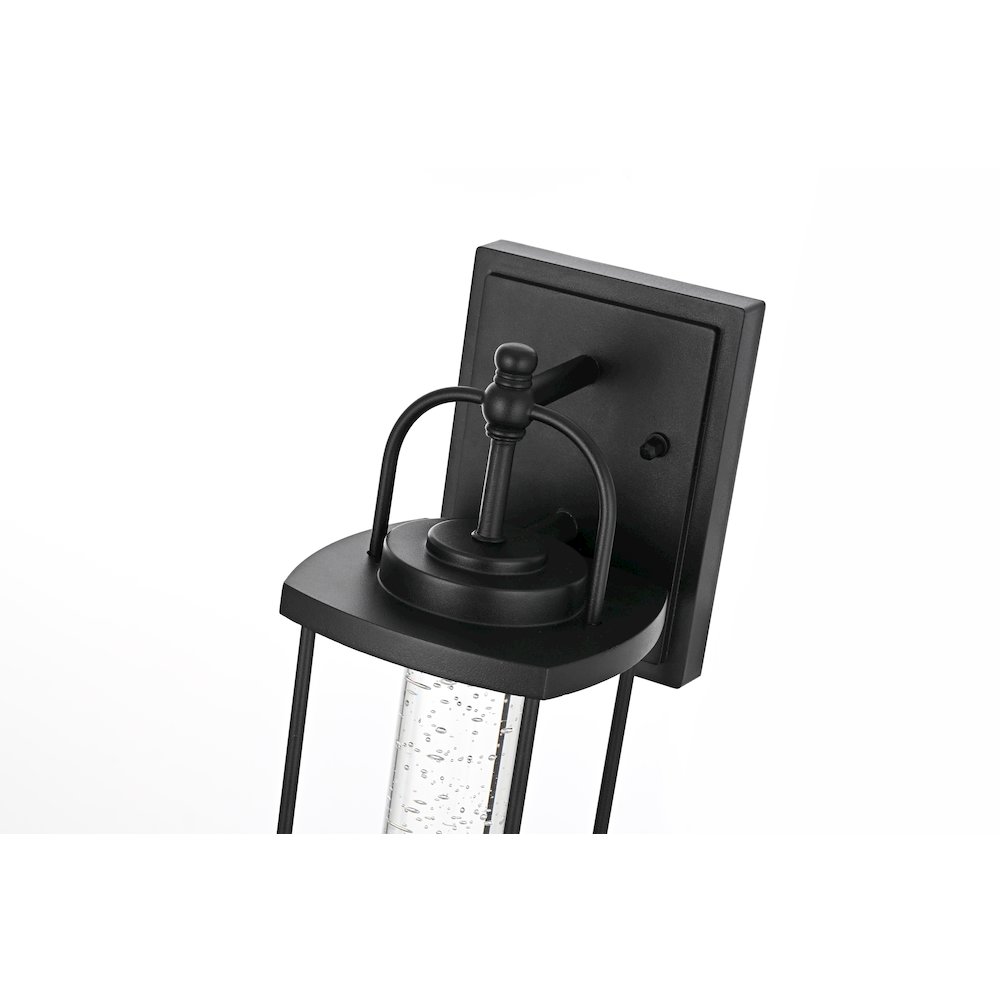 Zev 15 inch LED Outdoor Wall sconce in Black. Picture 4