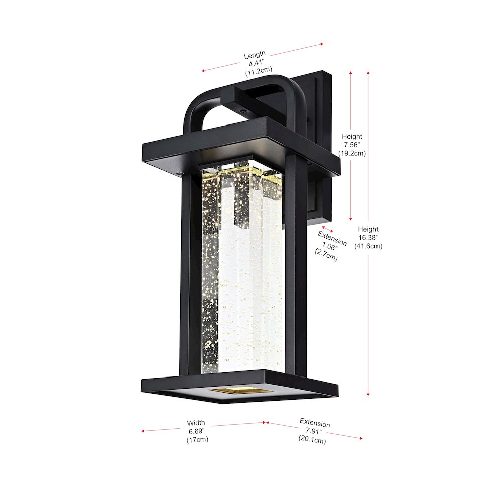 Uriah 16 inch LED Outdoor Wall sconce in Black. Picture 8