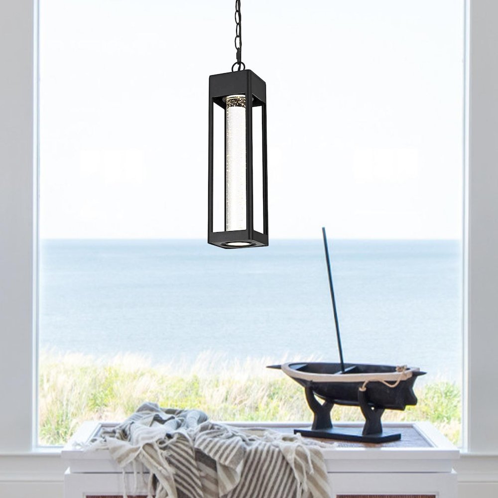 Amaris 15 inch LED Outdoor Pendant in Black. Picture 2