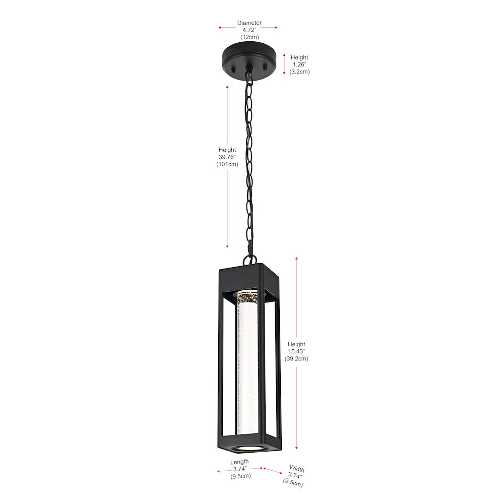 Amaris 15 inch LED Outdoor Pendant in Black. Picture 9